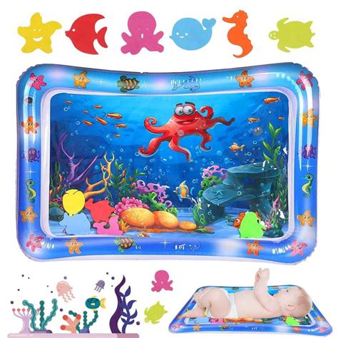 1pc Inflatable Baby Water Mat, Pvc Baby Tummy Time Mat, Water Play Mat ...
