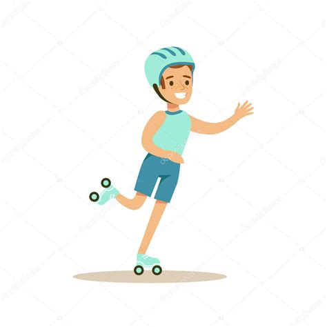 小男孩滚轴溜冰，孩子不同体育锻炼和体育活动在体育课中 — 图库矢量图像© TopVectors #137068662