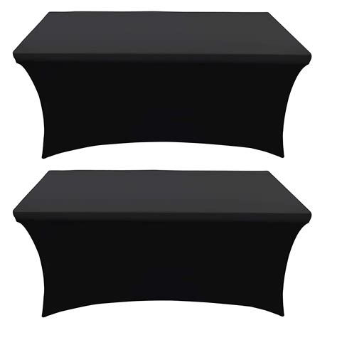 Black 2 Pack 6 Foot Rectangular Stretch Spandex Table Covers by Banquet ...