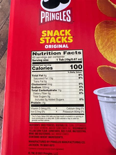 Pringles Original Nutrition Pringles® Original Potato Crisps 2.3oz