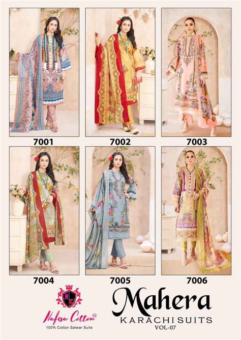 Nafisa Cotton Mahera Karachi Suits Vol 7 Cotton Dress Material 6 pcs ...