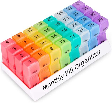 Amazon.com: Monthly Pill Organizer 2 Times a Day, one Month Pill Box AM ...