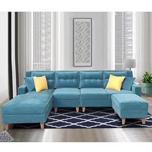 SMART CHOICE INTERIOR Modern Sectional Sofa with Double Chaise, 254 cm ...