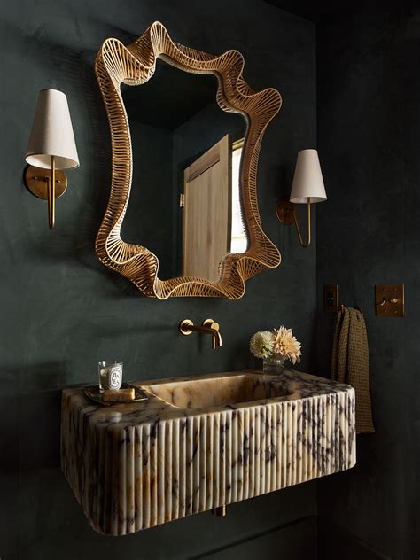 A Custom Marble Sink from Turkey is the Star of this Petite Powder Room ...