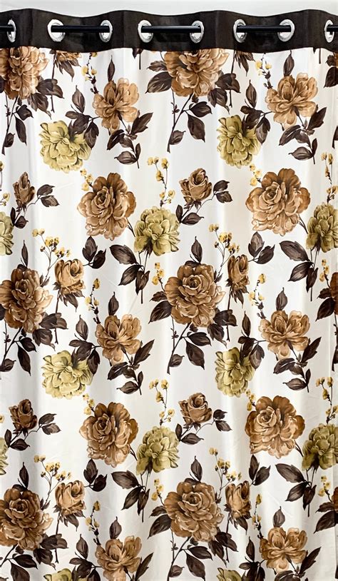 Swiss Magnolia Printed Curtain in Coffee – PARDEWALE.in