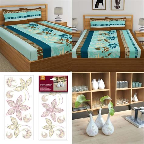 Home Ecstasy Home Decor Combo, 100% Cotton Double Bedsheet with Freebie ...