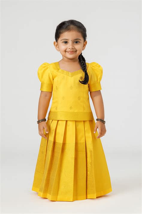 Kids Yellow Big Border Traditional Pattu Pavadai PPP1140 - Prince N ...