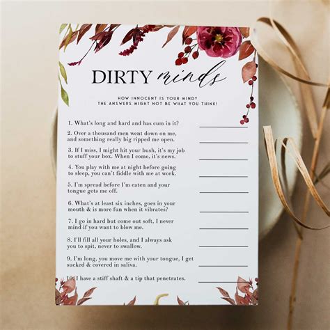 EDITABLE Dirty Minds Game - Fall Bachelorette Games – OhHappyPrintables