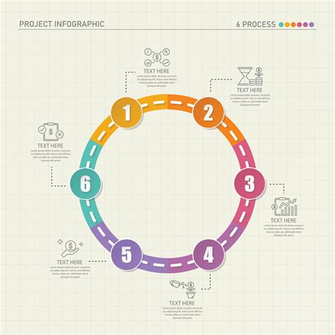 Road way infographic circle of 6 steps and business icons for finance ...
