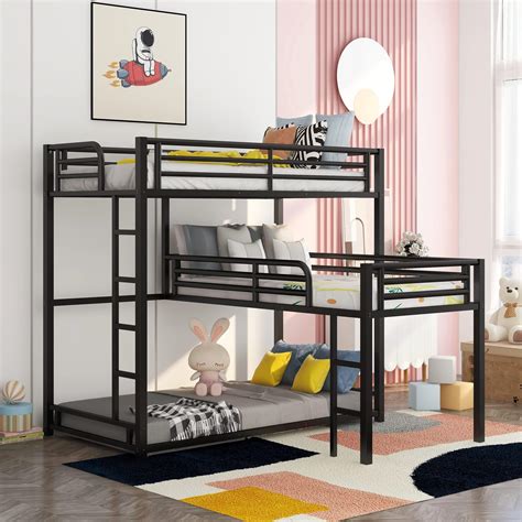 Amazon.com: Harper & Bright Designs Triple Bunk Beds with Stairs ...