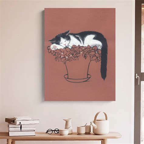 Cat Sleeping on flowers Watercolor Painting, Original Waterc | Inspire ...