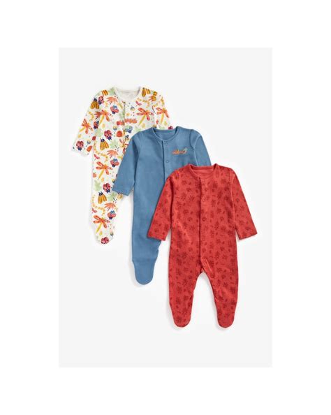 Buy Boys Full Sleeves Sleepsuit Bug Print - Pack Of 3 - Multicolor ...