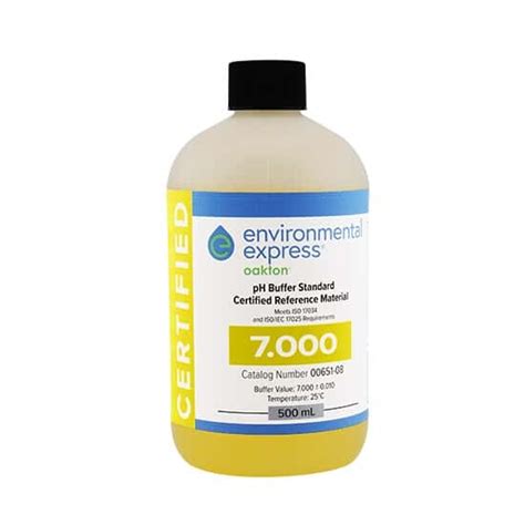 Environmental Express Oakton CERTIFIED CRM pH Buffer, Yellow, pH 7 ...