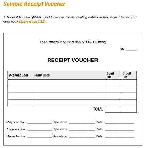 Image result for Receipt Voucher Example