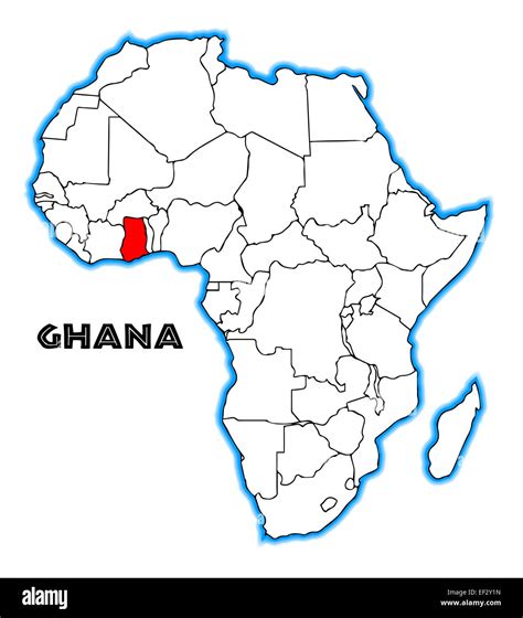 Ghana outline inset into a map of Africa over a white background Stock Photo - Alamy