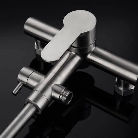 Stainless Steel Commercial Sink Faucet Wall Mount 360°Rotation Kitchen ...