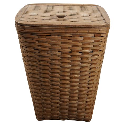 Vintage 1983 Longaberger Lidded Laundry Basket Clothes Hamper Trash Can ...