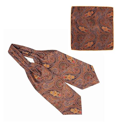 Buy The Tie Hub Men's Ascot Empire Orange Paisley Cravat Tie and Pocket ...