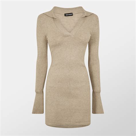 Missy Empire Knitted Flare Cuff Collared Mini Dress | SportsDirect.com ...