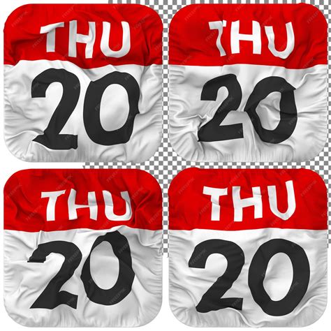 Premium PSD | Twentieth 20th thursday date calendar icon isolated four ...