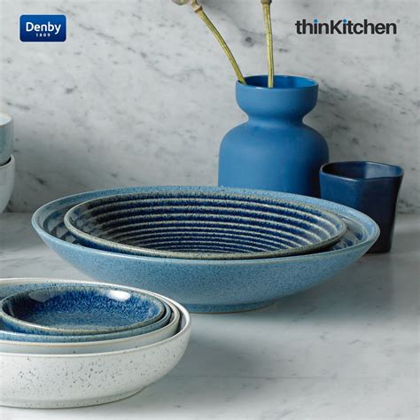 Buy Denby Studio Blue Cobalt Medium Ridged Bowl Online at thinKitchen