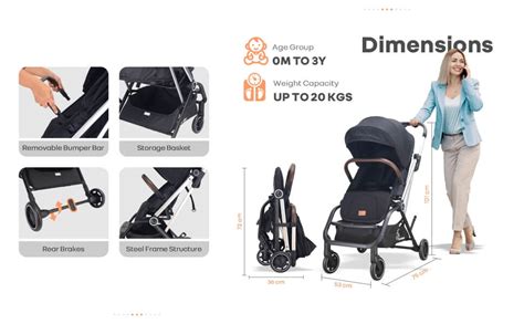 Street Smart 360 Pure Black Rotatable Kids Stroller - R for Rabbit