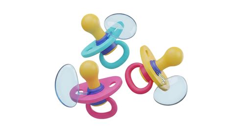 3d illustration of three baby pacifiers isolated on transparent ...
