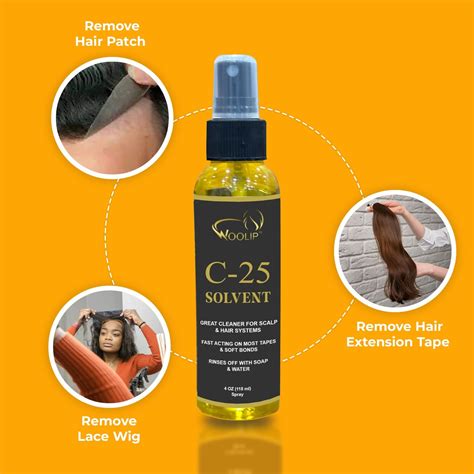 Woolip C-25 Hair Adhesive Remover Solvent For Hair Patch & Wigs (118 ml ...