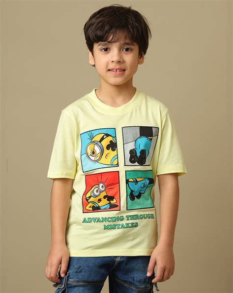 Minions Printed Regular Fit Tshirt For Boys – Kidsville