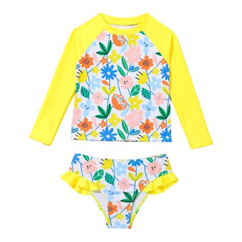 Zanarzt Toddler Girl 2 Piece Rashguard Swimsuit Girls Rash Guard 2 ...
