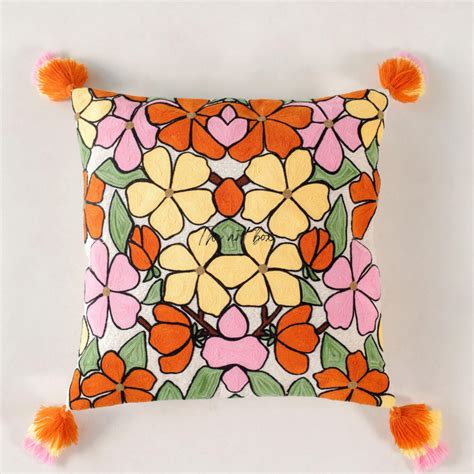 Embroidered Floral Accent Pillow Cover - Add a Floral Touch to Your De