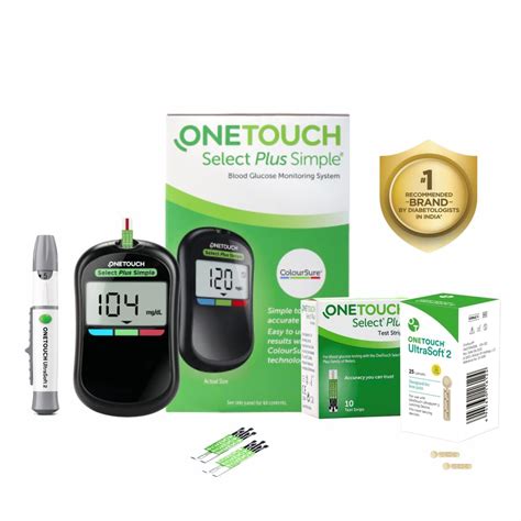 OneTouch Select Plus Simple glucometer machine with 25 additional ...