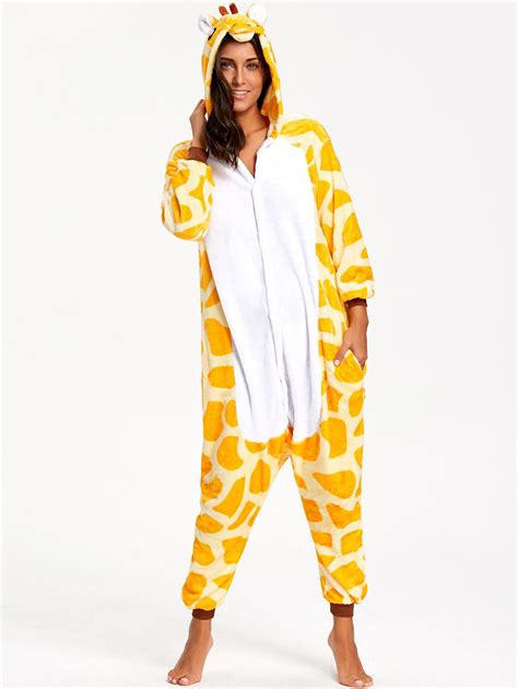 [42% OFF] Funny Giraffe Animal Onesie Pajamas For Adult | Rosegal