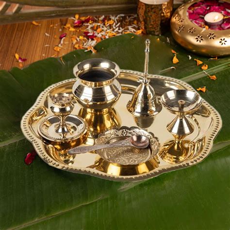 Brass Pooja thali Set Abstract Shape – JAIN ART VILLA