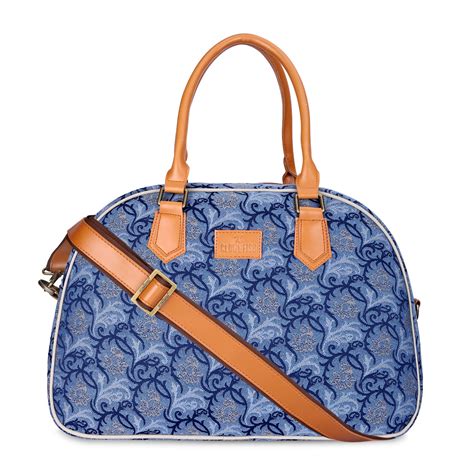 Clownfish Ziana 24L Tapestry & Faux Leather Duffle Bag (Blue ...