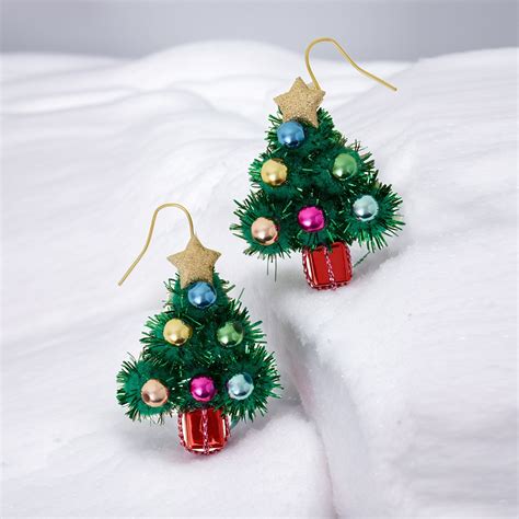 Green Pom Pom Christmas Tree Earrings - Accessorize India