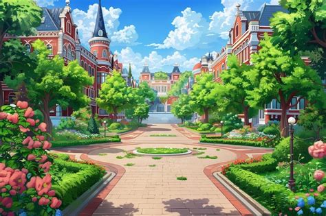 School building in the landscape scene | Premium AI-generated image