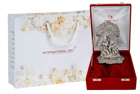 Buy INTERNATIONAL GIFT Silver Plated Radha Krishna Classic Idol (Murti ...