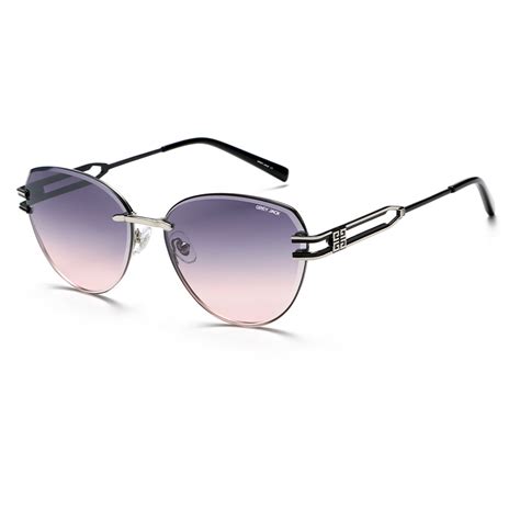 GREY JACK Rimless Cat-eye Sunglasses Metal Frame UV400 Protected Sunni ...