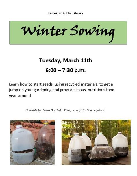 Winter Sowing with Linda, 1136 Main Street, Leicester, MA, United ...