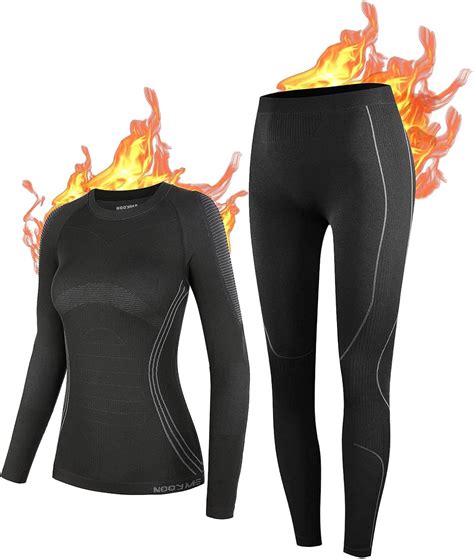 NOOYME Thermal Underwear Womens, Anti-Bacterial Ski Base Layers Women ...