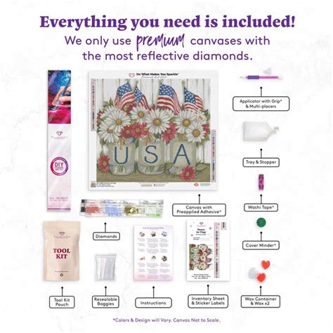 Mason Jars Flags Painting Canvas Kit | Diamond Art Club®