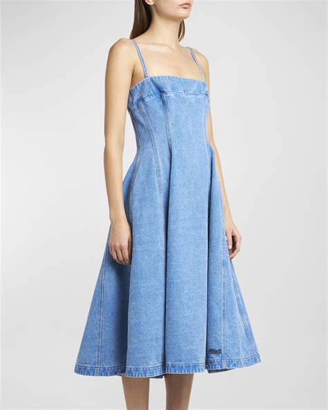 Marni Sleeveless Paneled Denim Midi Dress | Neiman Marcus