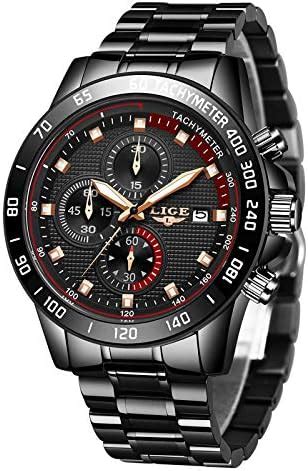 Buy LIGE Mens Watches Fashion Waterproof Stainless Steel Multifunction ...