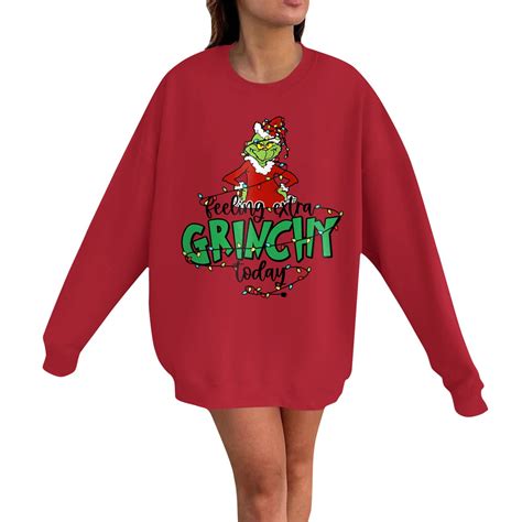 Christmas Grinch hoodie for women Women's Oversized Red Christmas ...