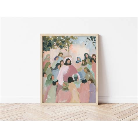 Contemporary Religious Art - Jesus Welcoming Children Art "Let the Chi ...