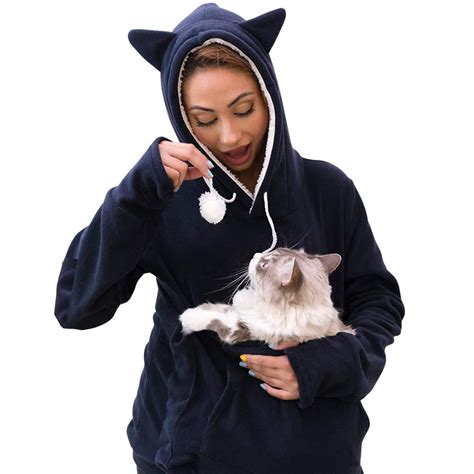 Amazon.com: KangaKitty Pouch Hoodie with Ears | Wearable Cat & Small ...
