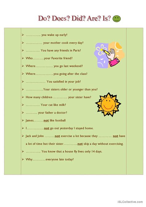 "DO? DOES?DID?ARE?IS?" general gramm…: English ESL worksheets pdf & doc