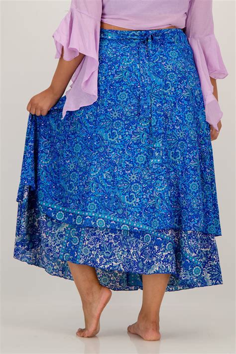 SKA Floral Paisley Gypsy 2 Layers Viscose Long Flare Wrap Around Skirts ...