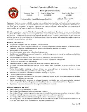 Fillable Online Standard Operating Guidelines Firefighter Paramedic Fax ...